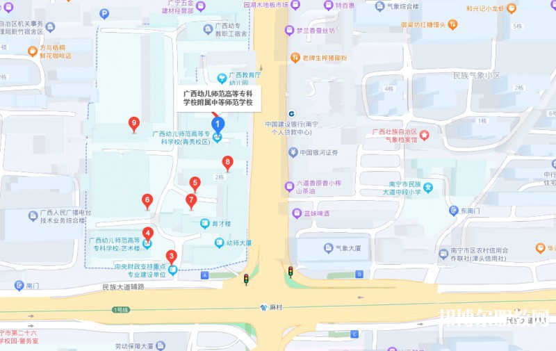 廣西幼兒師范高等專科學校附屬中等師范學校地址，乘車路線